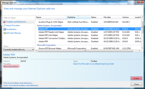 Internet Explorer 8 Add-ons