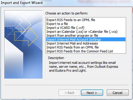 Import and Export Wizard