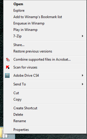 Right-click menu