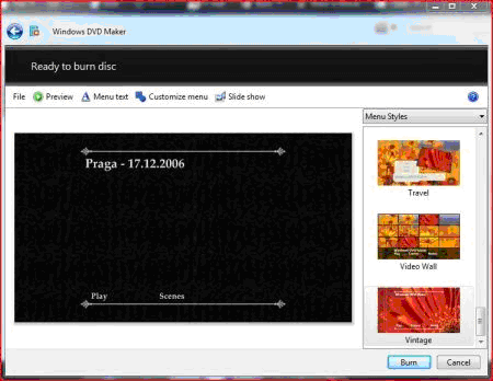 Settings - Windows DVD Maker