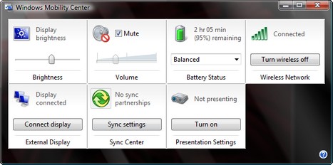 Windows Mobility Center