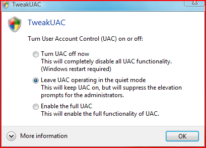 TweakUAC interface