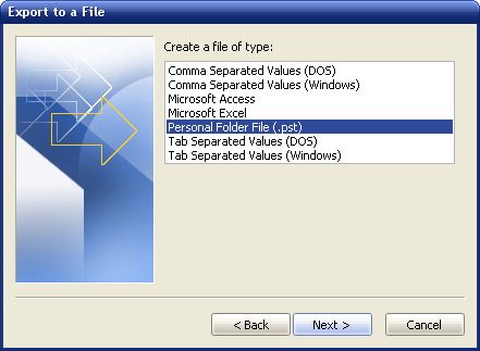 Import and Export Wizard