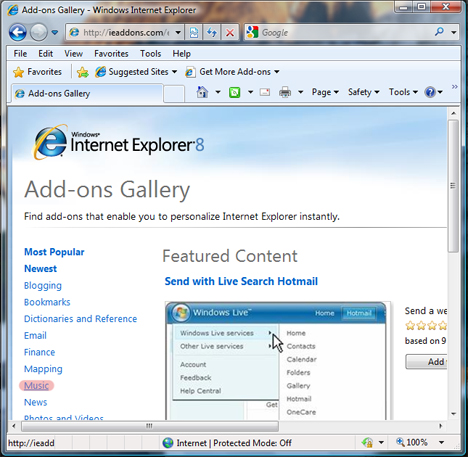 Internet Explorer 8 Add-ons