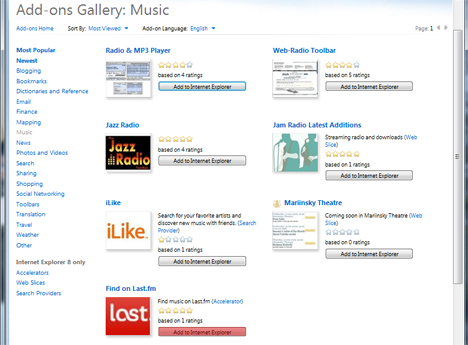 Internet Explorer 8 Add-ons