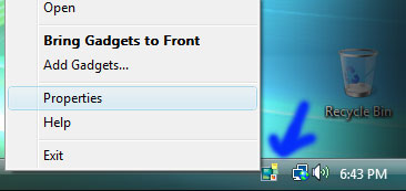 Windows Sidebar Properties