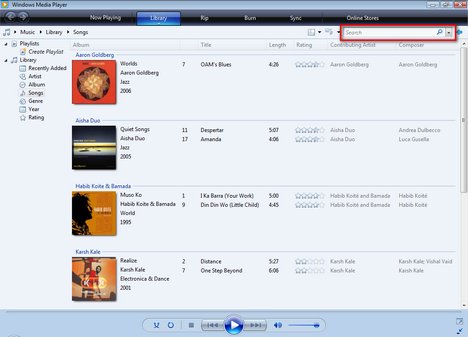 Windows Media Player Search